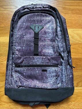 Backpack Diamond Supply Co. Black and Purple graphic Patterned Backpack NWOT
